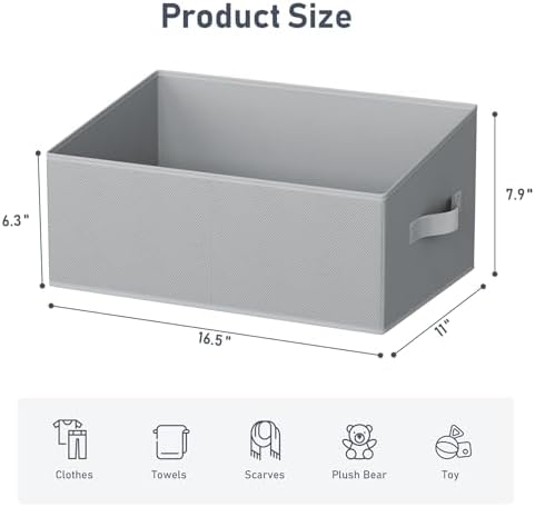 DIMJ Closet Storage Bins 8 Pack - Fabric Storage Baskets for Shelves, Large Clothes Organizers with Handles, Trapezoid Shelf Organization Storage Cubes for Purse, Toys, Books, Towel, Clothes - Image 2