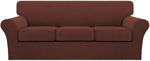 Turquoize 4 Piece Sofa Covers for 3 Cushion Couch Sofa Slipcover Soft Couch Cover for Dogs-Washable Sofa Furniture Cover with 3 Individual Cushion Covers (3 Cushion Sofa, Burnt Brick) by Turquoize