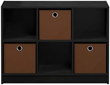 Furinno BASIC Book Shelf, 6-Cube Bookshelf with Open Shelf, 3 x 2 Bookcase with Storage Bins, Closed Back, Horizontal, 11.9 x 31.6 x 23.6, for Living Room, Bedroom, Home Office, Americano - Image 6