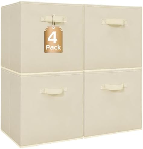 STORAGE MANIAC Storage Cubes, 13 Inch 4 Pack Collapsible Fabric Shelf Bins by STORAGEMANIAC
