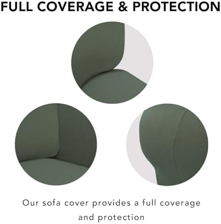 PureFit Super Stretch Sofa Slipcover – Spandex Non Slip Soft Couch Sofa Cover, Washable Furniture Protector with Non Skid Foam and Elastic Bottom for Kids, Pets (Oversized, Greyish Green) - Image 4