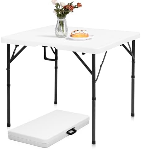 pollilar 34" Folding Card Table Square Portable with Detachable Legs White by Pollilar