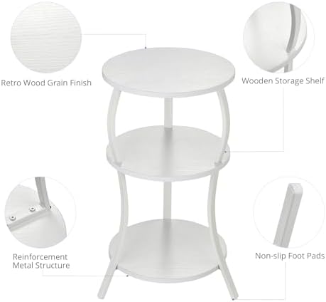 YEAKOO Small Round Side Table,3-Tier Slim Waist End Table for Small Spaces - Image 5