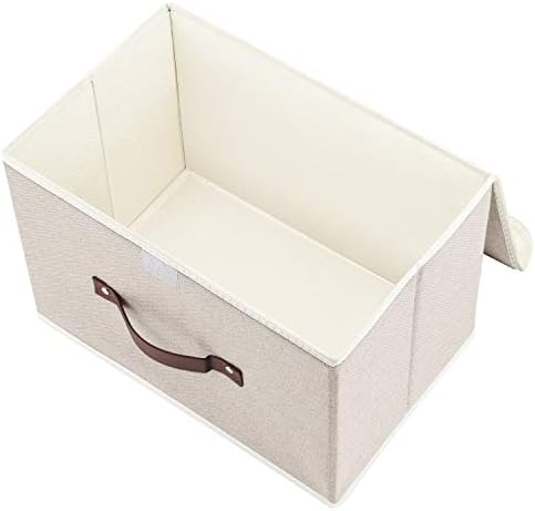 TYEERS Collapsible Storage Boxes, Washable Fabric Storage Bins with Lids, 14.9x9.8x9.8 inches, 2 Pack, Beige - Image 3