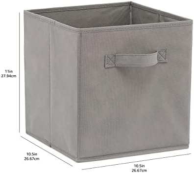Amazon Basics Collapsible Fabric Storage Cubes Organizer with Handles, Sturdy, Foldable, Space-Saving, 10.5"x10.5"x11", Gray, 6-Pack - Image 4