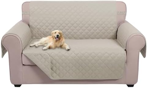 U-NICE HOME Loveseat Sofa Cover for 2 Cushion Couch, Beige/Beige by U-NICEHOME