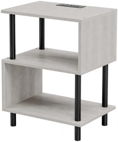 Frylr Small Side Table, End Table and Nightstand with 3-Tier Wood Shelves, Sturdy Metal Frame with 44 LBS Capacity per Shelf, Easy to Assemble for Living Room or Bedroom,Natural Greige by Frylr