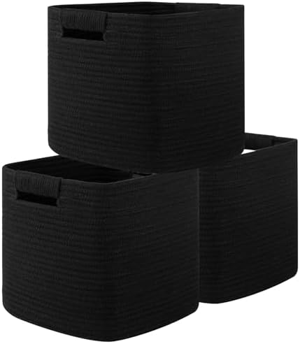 OIAHOMY Storage Cubes 11 Inch Storage Bins 3-Pack Square Baskets Black by MasterofSpaceOptimization