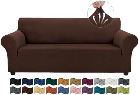 Asnomy Stretch Couch Covers for Sofa Washable, 3 Cushion Couch,Chocolate by Asnomy