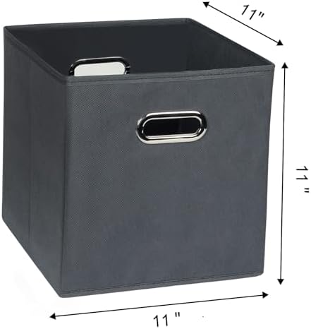 Fabric Cloth Storage Bins,Fabric Cube Organizer with Dual Handles Foldable Cube Storage Baskets for Home Bedroom Storage,Set of 8,(Gray) - Image 2