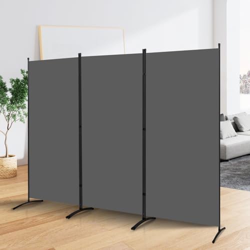 3 Panel Folding Room Divider, Sturdy Frame Freestanding Wall Divider by YASRKML