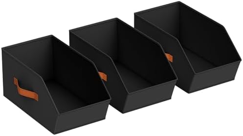 Homsorout Large Closet Storage Cubes - Closet Storage Bins with Dual Handles for Clothes, Towels, Toys, Shelf Organizer Bins for Bedroom, Nursery, Shelves, Small Spaces, Black, 3 Pack by Homsorout