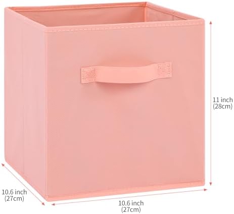 Stero Fabric Storage Bins 6 Pack Fun Colored Durable Storage Cubes with Handles Foldable Cube Baskets for Home, Kids Room, Closet and Toys Organization Peachpuff - Image 2