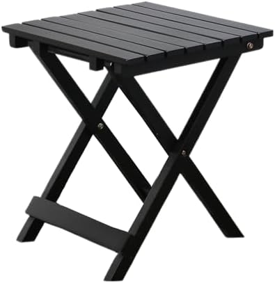 Outdoor Small Table Square Folding Wooden Patio Side Table Furniture Table for Adirondack Chair, Balcony, Porch, No Assembly Required, Black by BestforYou