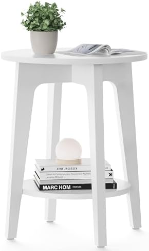 VASAGLE Round Side Table with Lower Shelf, End Table for Small Spaces by Unknown