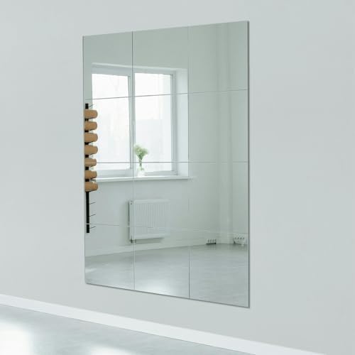 Ruomeng Home Gym Mirrors 12 Inch x 12Pcs Wall Mounted Mirror Glass Frameless Full Length Mirror Tiles for Home Gym, Bedroom, Door & Bathroom - Image 2