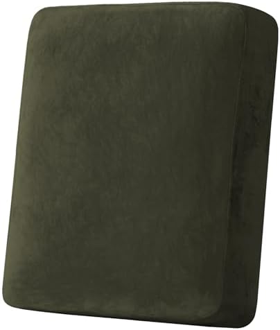H.VERSAILTEX Velvet Stretch Couch Cushion Cover Plush Cushion Slipcover for Chair Cushion Furniture Protector Seat Cushion Sofa Cover (1 Piece Armchair Cushion Covers, Olive) by HVERSAILTEX