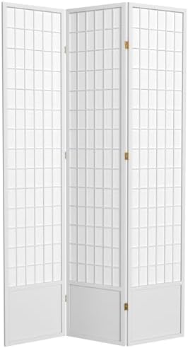 Red Lantern 7 ft. Tall Window Pane Shoji Screen - White - 3 Panels by RedLantern