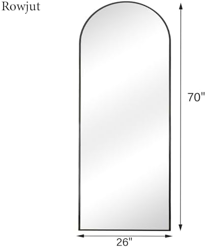 Rowjut Full Length Mirror Arched Floor Length Mirrors, 71"x26" Large Full Body & with Stand & Arch Wall Mounted & Standing Mirror for Bedroom Living Room, Aluminum Frame, Black - Image 4