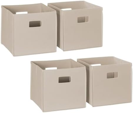 RiverRidge Folding Storage Bins - 4-pack of 10in Tall Taupe Cubes by RiverRidgeHome