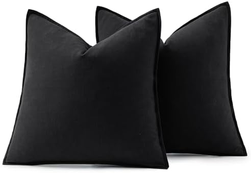 MIULEE Decorative Linen Pillow Covers 18x18 Inch Black - Image 6
