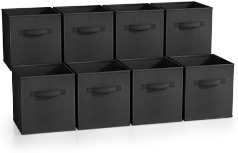Sorbus Fabric Storage Cubes, 8 Pack, with Handles (11 Inch, Black) by Sorbus