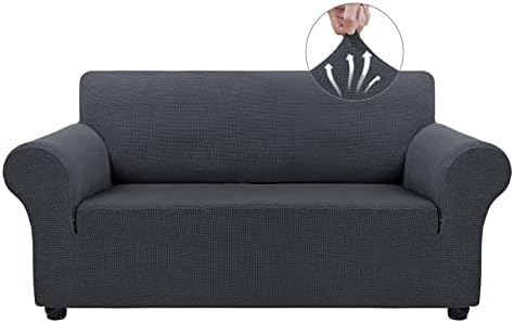 Asnomy Stretch Couch Covers Washable,loveseat Cover Slipcovers,Charcoal Ash by Asnomy