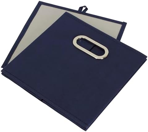 Household Essentials 81-1 Foldable Fabric Storage Bins | Set of 6 Cubby Cubes with Handles | Navy Blue, 6 lbs (Pack of 6) - Image 4