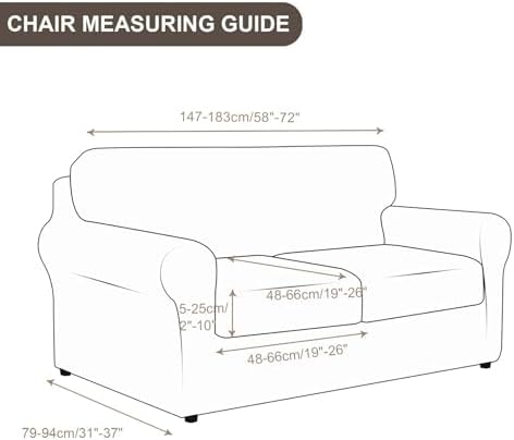 SearchI Stretch Sofa Cover Couch Cover, 3 Pieces Loveseat Slipcover with 2 Separate Cushion Cover, Washable Furniture Protector for Living Room(Loveseat, Grey) - Image 3