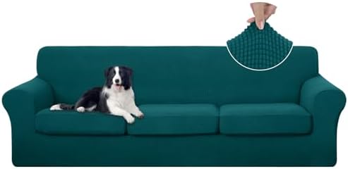 U-NICE HOME 4 Pieces Oversized Stretch Couch Cover Slipcover, Blue by U-NICEHOME