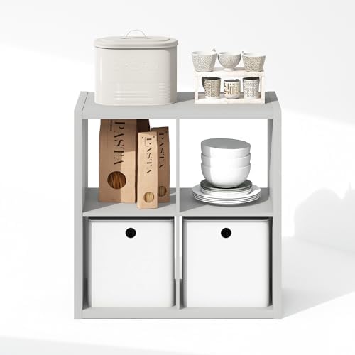 Furinno Cubic Extra Thick 4-Cube Closet Organizers and Storage, Light Grey - Image 6