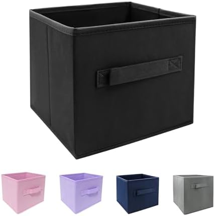 EBIGIC Black Storage Bins 9.0"x7.5"x7.5" Small Size Fabirc Foldable Closet Toy Organizer Collapsible Cloth by EBIGIC