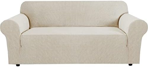H.VERSAILTEX Stretch Sofa Covers for 3 Cushion Couch Covers Sofa Slipcovers for Living Room Feature Thick Checked Jacquard Fabric with Elastic Bottom, Sofa Large - Island Fossi by HVERSAILTEX