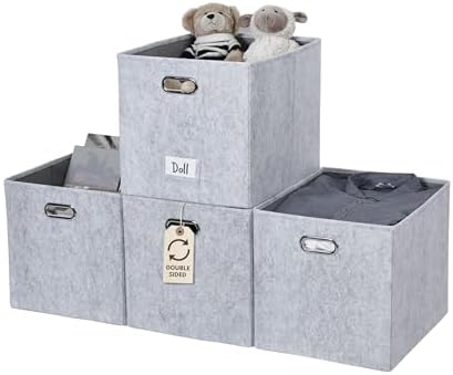 DECOMOMO Felt Storage Bins, 13x15x13 Storage Cube Bins with Labels by DECOMOMO