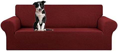 KEKUOU Stretch Oversized Couch Covers for Sofa Slipcover,Dark Red by KEKUOU