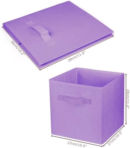 3 Pcs Storage Cubes, 10.5 Inch Collapsible Storage Bins, Fabric Foldable Bins for Organization, Durable Storage Bins for Closet, Shelves, Offices (Light Purple) - Image 3