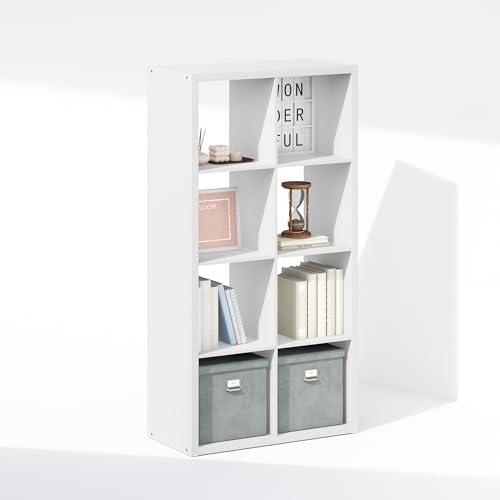 Furinno Simple 8-Cube Storage Organizer, Extra Thick Frame, Plain White - Image 6