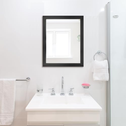 Rectangular Wall Mirror 20x16 Inch Bathroom Mirror for Over Sink, Black - Image 3