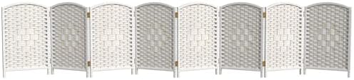 Red Lantern 2 ft. Short Diamond Weave Fiber Folding Screen - White - 8 Panel by RedLantern