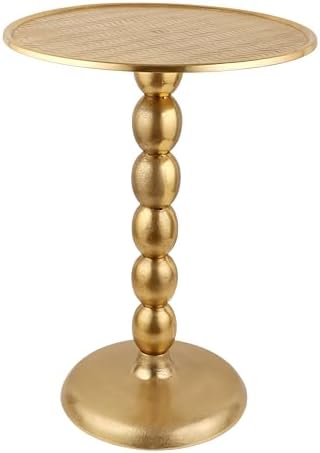CLEENTABLE Zigzag Round Metal End Table, Gold, 21 in. H x 15 in. W by CLEENTABLE