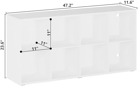 IRONCK 8-Cube Storage Organizer, Reversible Vertical Bookshelf, White - Image 3