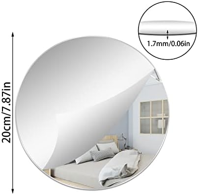 7.87" Round Acrylic Mirror Tile, 0.06" Thick Plastic Wall Mirror - Image 2