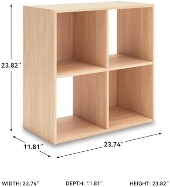 Signature Design by Ashley 4 Cube Organizer Bookcase, Light Brown Ash - Image 3