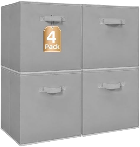 STORAGE MANIAC Storage Cubes, 13 Inch 4 Pack Collapsible Fabric Shelf Bins by STORAGEMANIAC