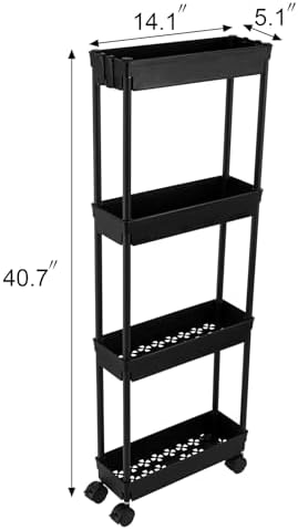 Sooyee 4 Tier Slim Storage Cart, Black - Image 4