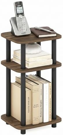 Furinno JUST 3-Tier Telephone Table, Turn-N-Tube Toolless Side Table with Open Shelf, Round Curve Corner Night Stand, Bedside Table, for Living Room, Bedroom, Columbia Walnut by Furinno-FitsYourSpaceFitsYourBudget