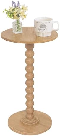 Fultyle Small Side Table, Drink Table for Small Spaces, Modern Martini Table with Solid Wood Leg, Round End Tables Living Room for Bedroom and Office (Rustic Walnut) by Fultyle