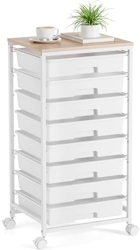 TOOLF Rolling Storage Cart with 8 Drawers,White by TOOLF