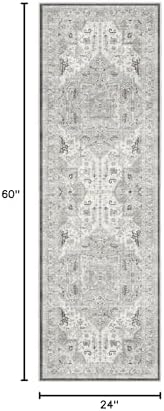 Madane Hallway Runner Rug 2x5 Washable Entry Rugs Non-Slip, Ivory/Brown - Image 2