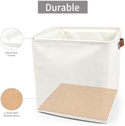 Bagnizer 13x13 Cube Storage Bins, Collapsible Fabric Storage Box, 4 Pack Closet Baskets with Handles for Organizing, Shelf, Toys, Clothes, Home, Office, Nursery (White) - Image 5